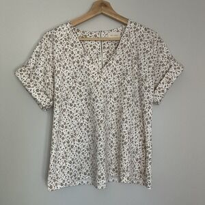 Melloday Women Cuffed Short Sleeve Blouse Top Shirt Size SM Polyester‎ Blend